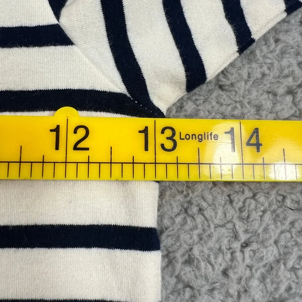 Ralph Lauren T-Shirt Girls 6 White‎ Navy Striped Short Sleeve Lettuce Trim Pony